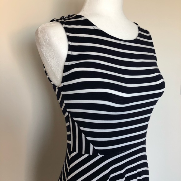 Navy Blue & White Striped Dress, Small - Picture 2 of 4